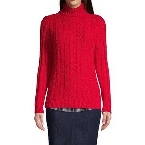 Women's Wool Cable Knit Sweater Cherry Red size M Petite M PM MP 10P 12P P10 P12